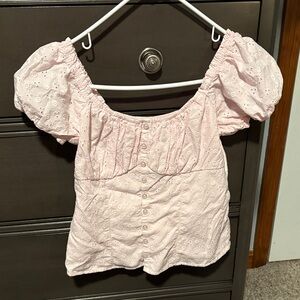 Hollister Light Pink Eyelet Blouse